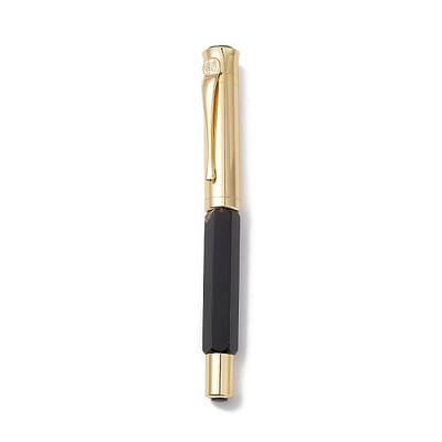 Natural Black Agate Brass Pens