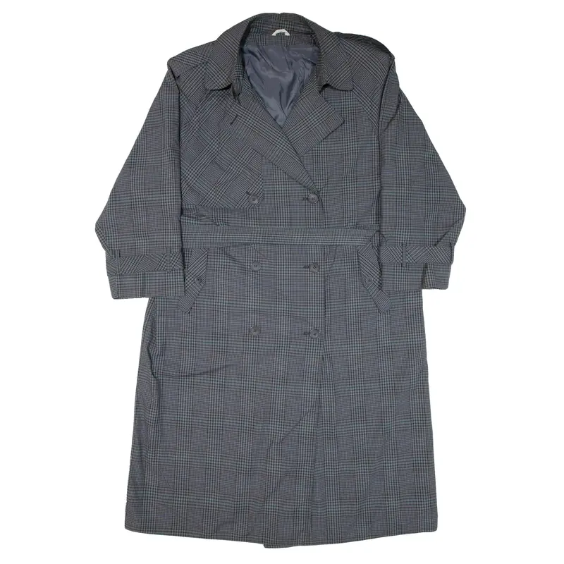 CANDA Double Breasted Womens Trench Coat Grey Check XL