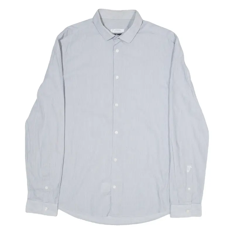 VERSACE Mens Shirt Grey Striped Long Sleeve M