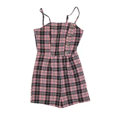 TALLY WEIJL Strappy Shorts Playsuit Pink Check Womens UK 4