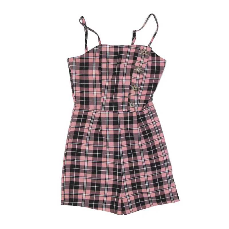 TALLY WEIJL Strappy Shorts Playsuit Pink Check Womens UK 4