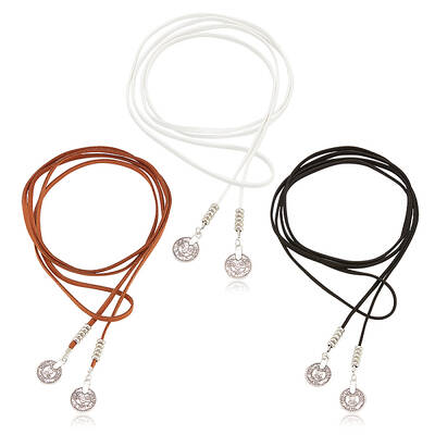3Pcs 3 Colors Wool Cord Lariat Necklaces Set