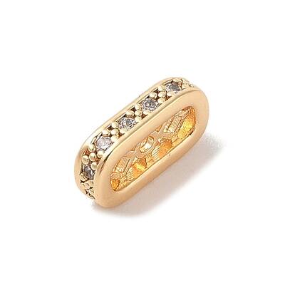 Rectangle Brass Micro Pave Clear Cubic Zirconia Charms