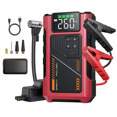 Jump Starter with Air Compressor, 5000A 150PSI Car Battery Jump Starter (8.5 Gas/7.0L Diesel), 12V Jump Box Car Battery Jumpe...