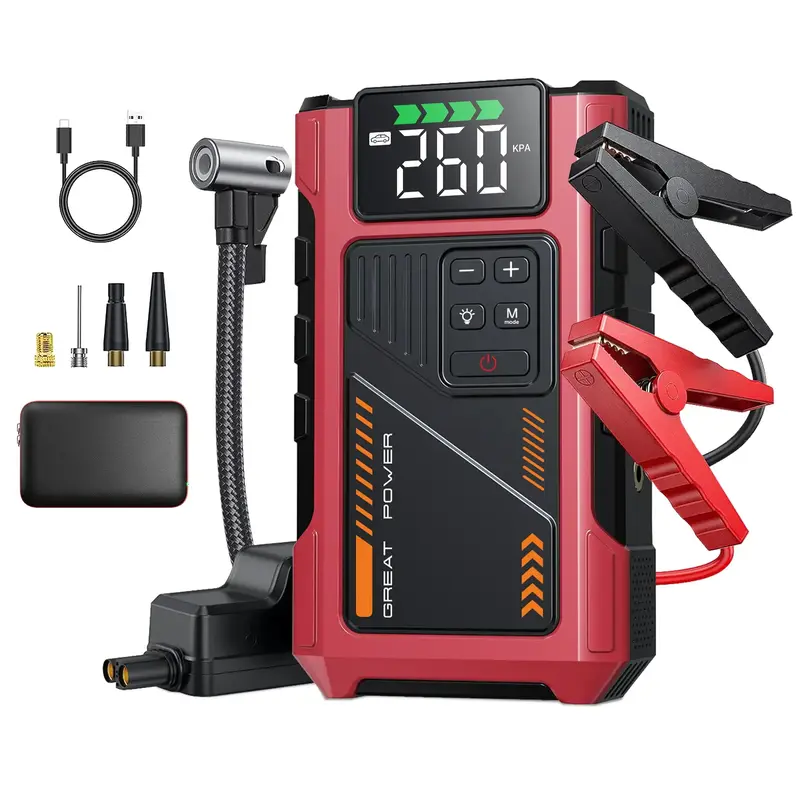 Jump Starter with Air Compressor, 5000A 150PSI Car Battery Jump Starter (8.5 Gas/7.0L Diesel), 12V Jump Box Car Battery Jumpe...