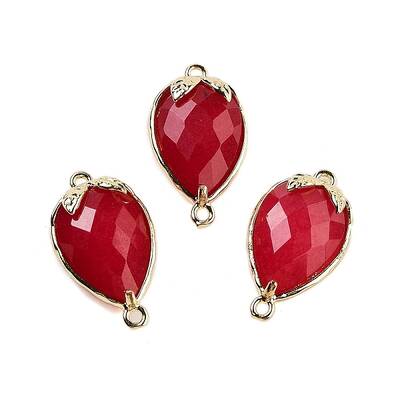 Dyed Natural Malaysia Jade Faceted Teardrop Connector Charms