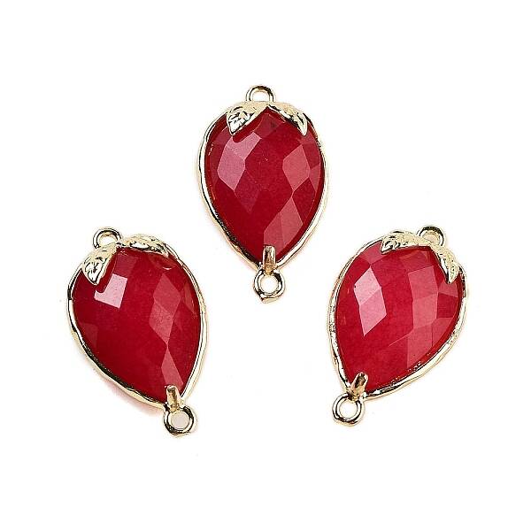 Dyed Natural Malaysia Jade Faceted Teardrop Connector Charms