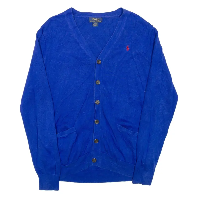 POLO RALPH LAUREN Boys Jumper Blue V-Neck Tight Knit L
