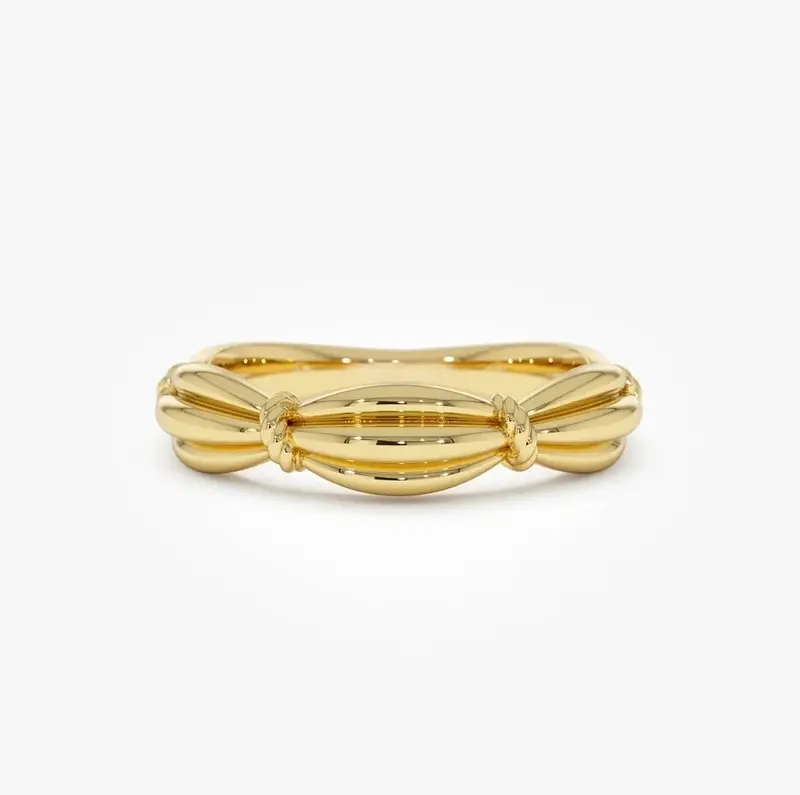 14k Gold Textured Knot Ring