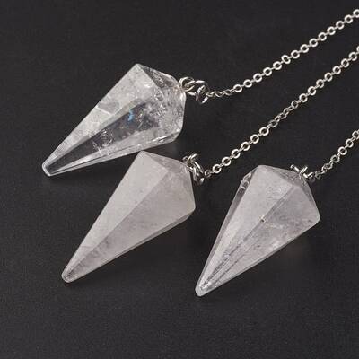 Natural Quartz Crystal Hexagonal Pointed Dowsing Pendulums