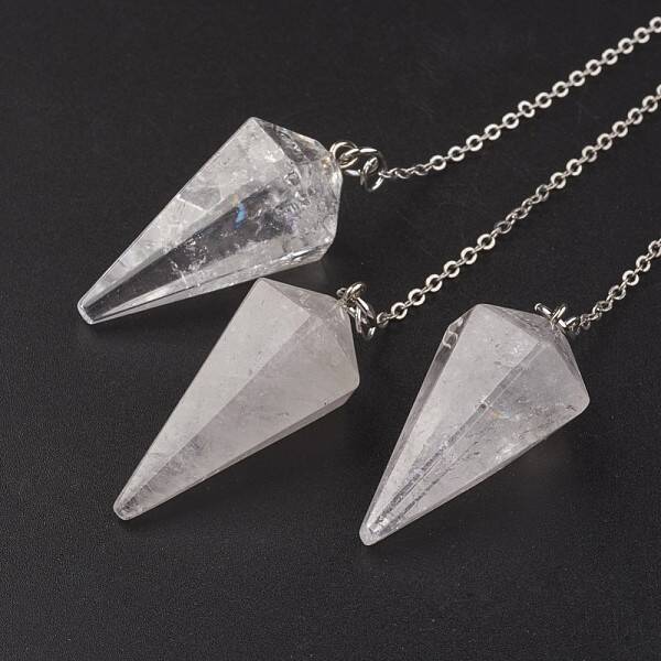 Natural Quartz Crystal Hexagonal Pointed Dowsing Pendulums