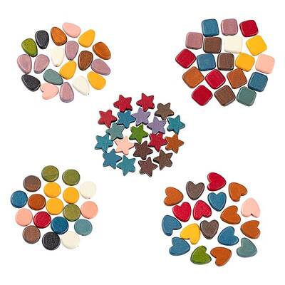 100Pcs 5 Style Painted Natural Wood Beads