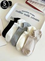 Women's Plain Invisible Socks, Basic Minimalist Soft Comfy Breathable Ankle Socks for Daily Wear, Women's Socks & Hosiery for...