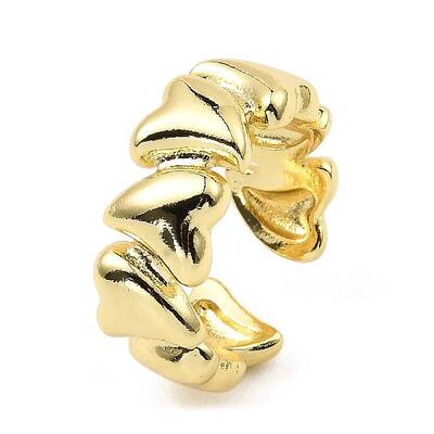 Rack Plating Brass Heart Open Cuff Rings for Women