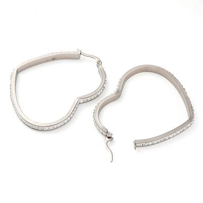 304 Stainless Steel Heart Hoop Earrings