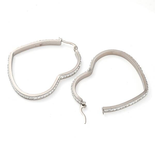 304 Stainless Steel Heart Hoop Earrings