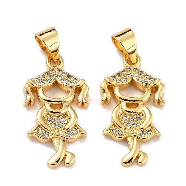 Brass Micro Pave Clear Cubic Zirconia Pendants