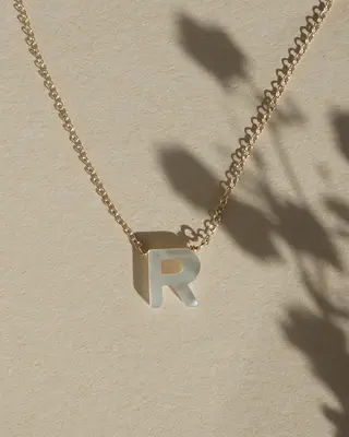 Dawn Initial Necklace | Metal Color: Solid 14K Gold | Style: R