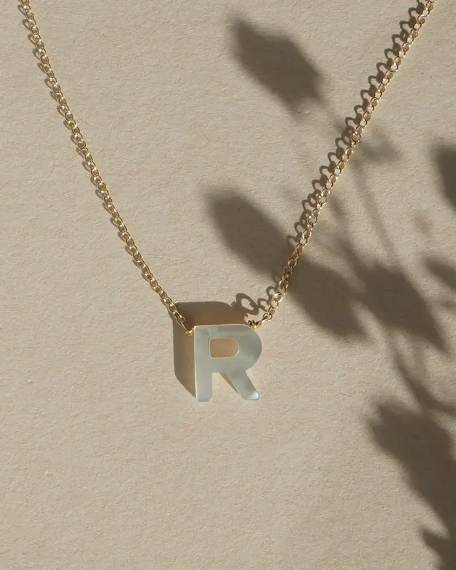 Dawn Initial Necklace | Metal Color: Solid 14K Gold | Style: R
