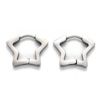Tarnish Resistant 304 Stainless Steel Star Huggie Hoop Earrings
