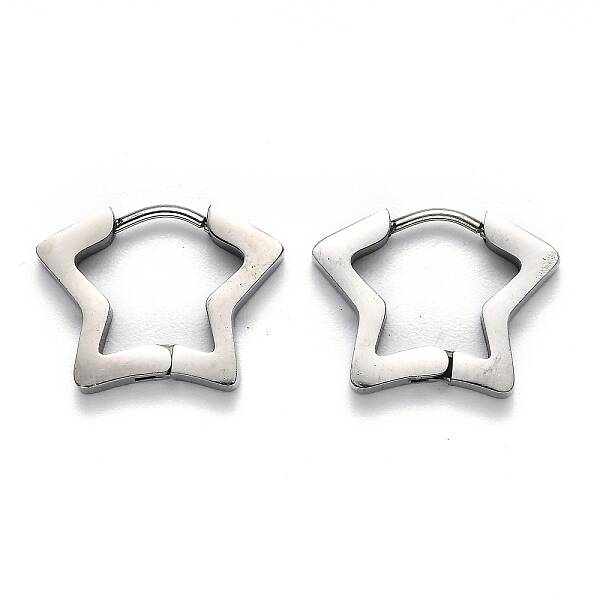Tarnish Resistant 304 Stainless Steel Star Huggie Hoop Earrings