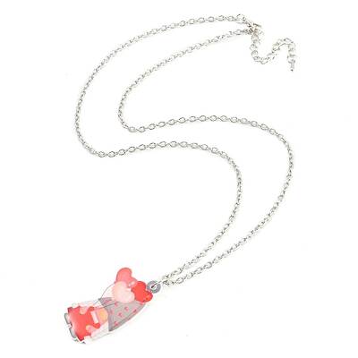 Valentine's Day Acrylic Pendant Necklace with Zinc Alloy Chains