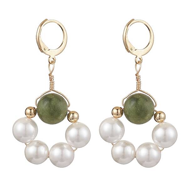 Shell Pearl & Taiwan Jade Leverback Earrings