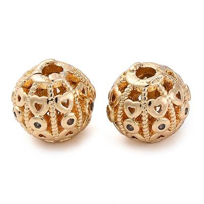 Brass Micro Pave Clear Cubic Zirconia Spacer Baeds