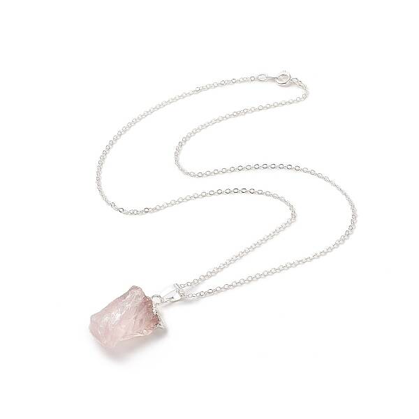 Natural Rose Quartz Geometry Pendant Necklace