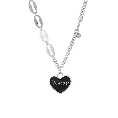 Stainless Steel Enamel Heart Pendant Necklaces for Women