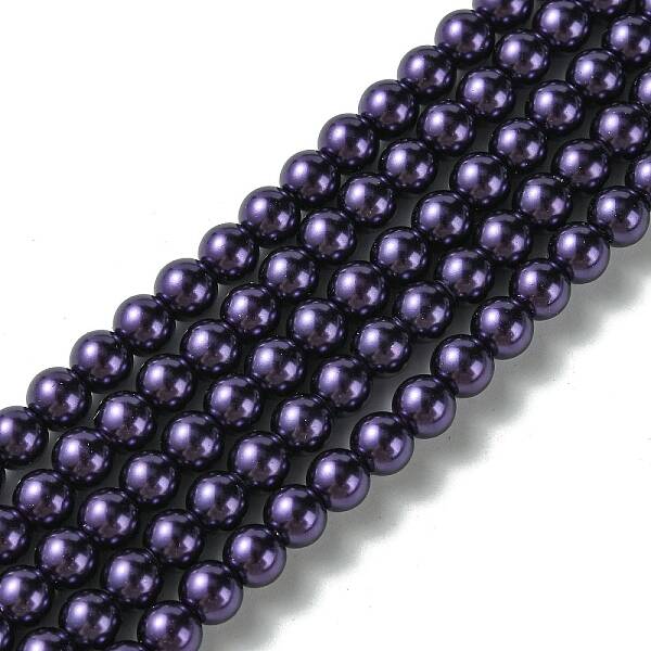Eco-Friendly Dyed Glass Pearl Round Beads Strands