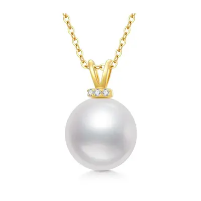 14K Gold Moissanite & Pearl Mother Pendant Necklace