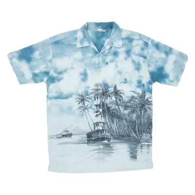 Mens Shirt Blue Crazy Pattern M