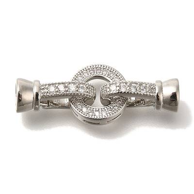 Brass Micro Pave Clear Cubic Zirconia Fold Over Clasps