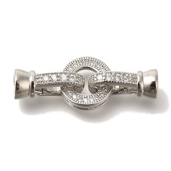Brass Micro Pave Clear Cubic Zirconia Fold Over Clasps