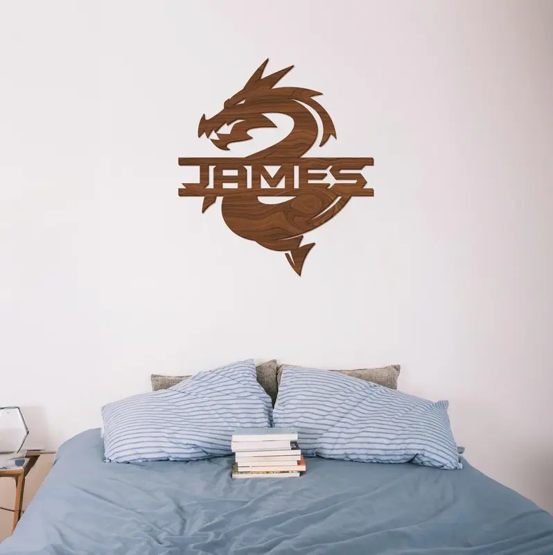 Dragon Wood Name Sign