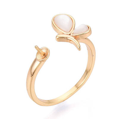 Butterfly Brass Shell Cuff Ring Settings