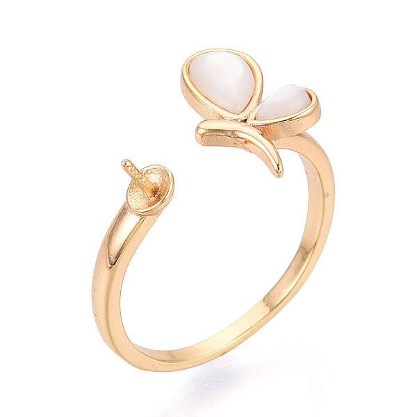 Butterfly Brass Shell Cuff Ring Settings