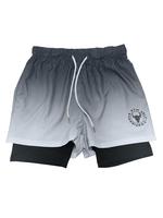Men's 2 in 1 Ombre Letter & Bull Head Print Drawstring Waist Shorts, Regular Fit Casual Athleisure Straight Leg Shorts for Da...