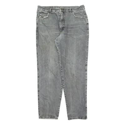 CHEVROLET Mens Jeans Grey Regular Tapered 90s Acid Wash W36 L32
