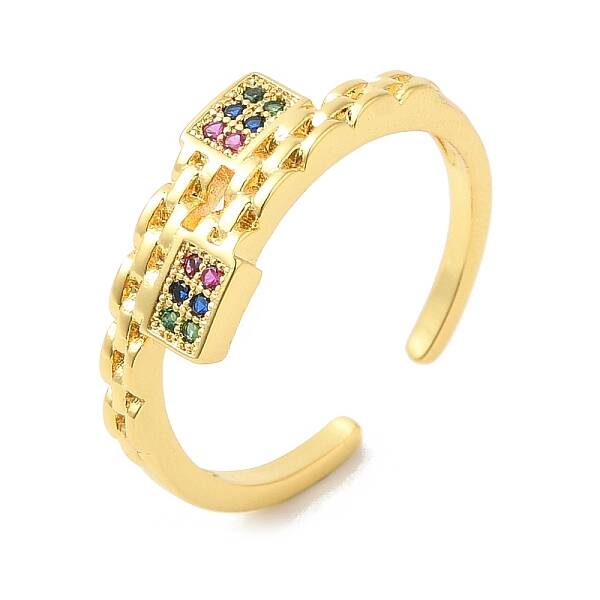Colorful Cubic Zirconia Rectangle Open Cuff Rings