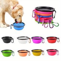 Foldable Pet Feeder, 1 Count Silicone Pet Water Bowl with Carabiner, Portable Pet Feeding Bowl for Outdoor Travel, Pet Suppli...