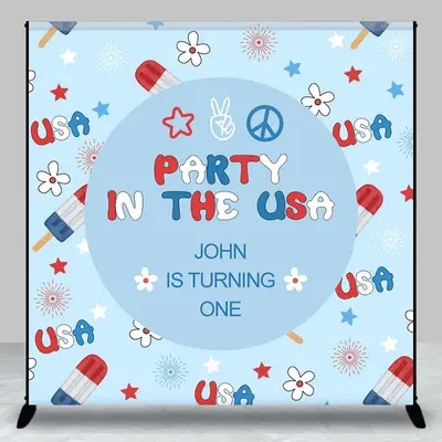Party In The Usa Personalized One Birthday Backdrop