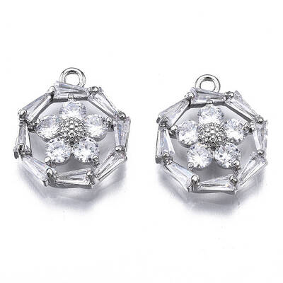 Brass Inlaid Clear Cubic Zirconia Pendants