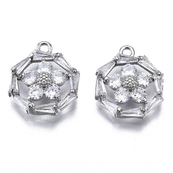 Brass Inlaid Clear Cubic Zirconia Pendants