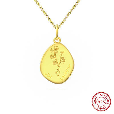 Birth Flower Style 925 Sterling Silver Pendant Necklaces