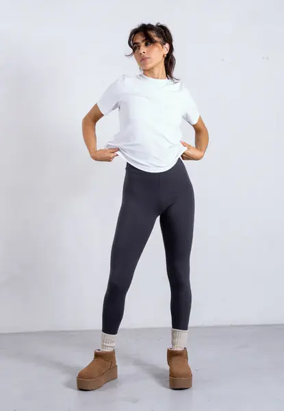 Organic Cotton Leggings, Charcoal | Size: L