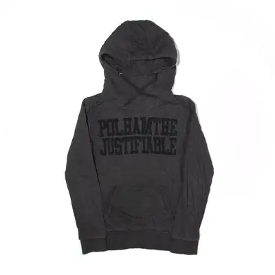 POLHAM The Justifiable Hoodie Grey Pullover USA High Neck Mens S