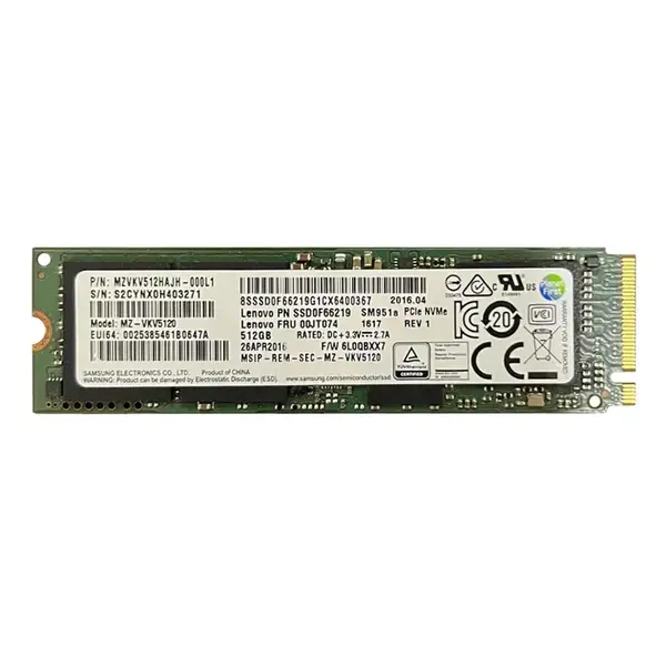 FRU00JT074 Lenovo 512GB MLC PCI Express 3.0 x4 NVMe M.2 2280 Internal Solid State Drive