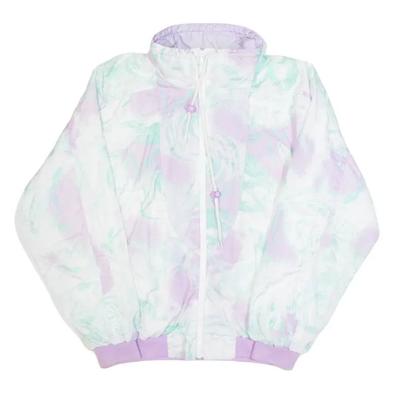 SUN SET Womens Shell Jacket White 90s Crazy Pattern L
